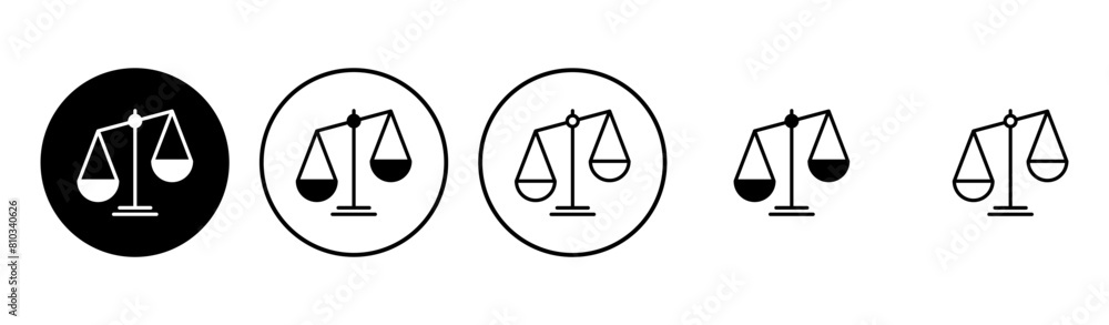 Scales icon set . Law scale icon. Justice sign Scales icon set . Law scale icon. Justice sign