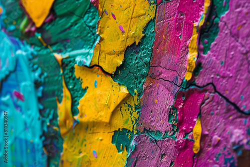 Closeup of abstract rough colorful multicolored art