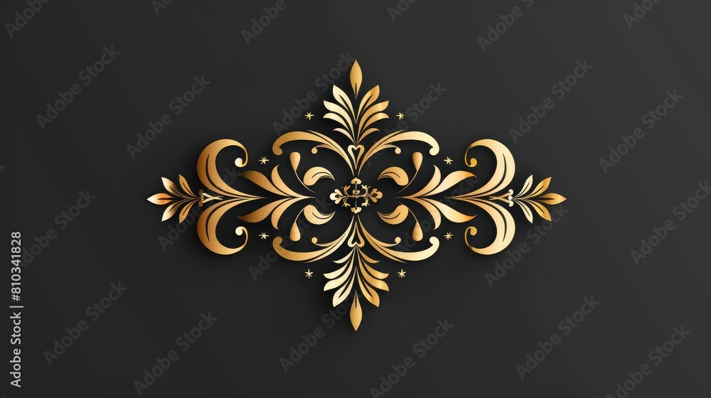 Stylish golden logo ornament on black background. Logo badge for business, restaurant, office, shop AI generated Stylish golden logo ornament on black background. Logo badge for business, restaurant, office, shop AI generated