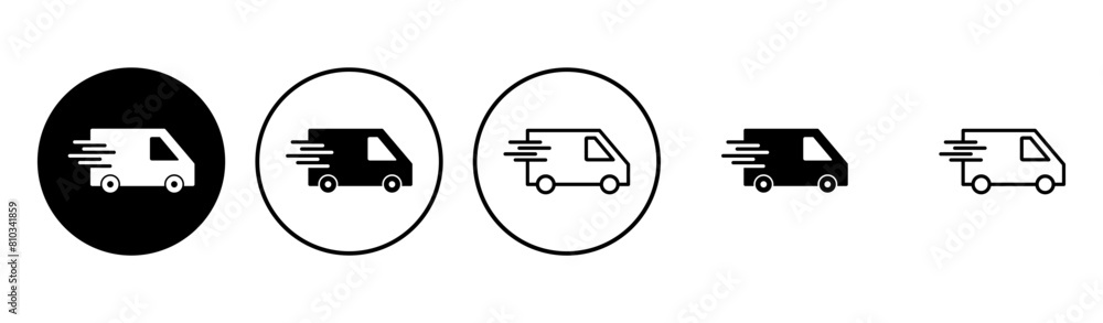 Fast shipping delivery truck icon set. Delivery truck icon. fast delivery icon Fast shipping delivery truck icon set. Delivery truck icon. fast delivery icon
