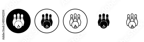 Bowling icon set. bowling ball and pin icon. bowling pins