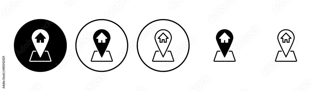 Address icon set. home location icon vector Address icon set. home location icon vector