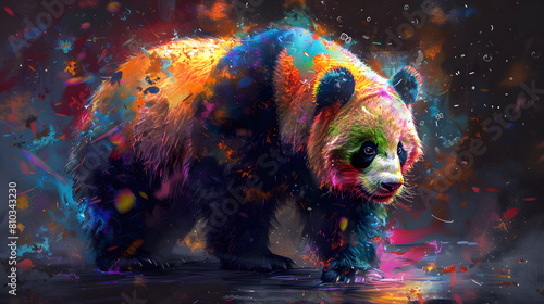 A multi-colored panda