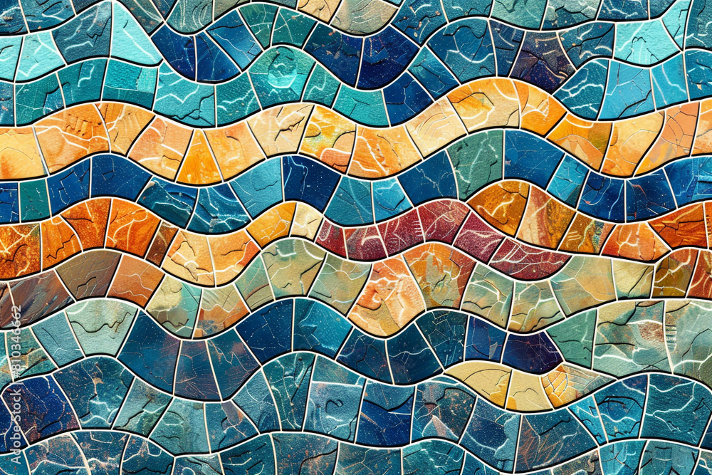 Ornate seamless texture background. Relief waves of ornamental mosaic ...