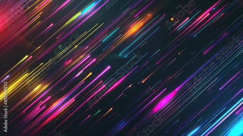 Abstract technology banner design. Digital neon lines on black background
