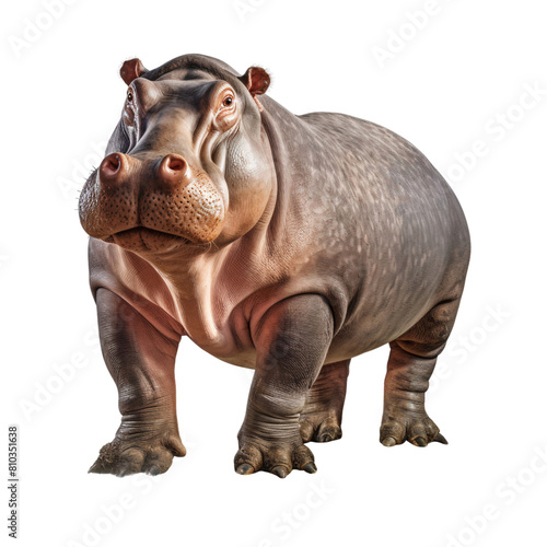 Giant hippopotamus full body standing  isolated on transparent background