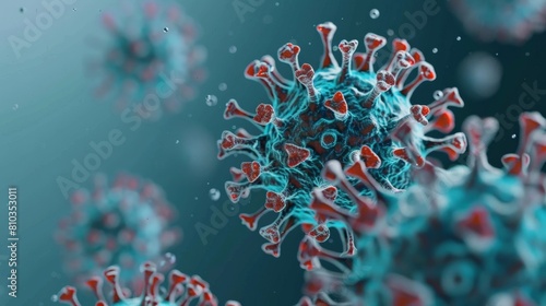 A close-up of a virus, showing its structure and how it replicates. The virus is a threat to humanity, and scientists are working to find a way to stop it.