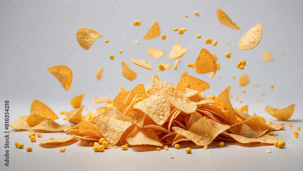 Corn chips fall isolated on white background Corn chips fall isolated on white background