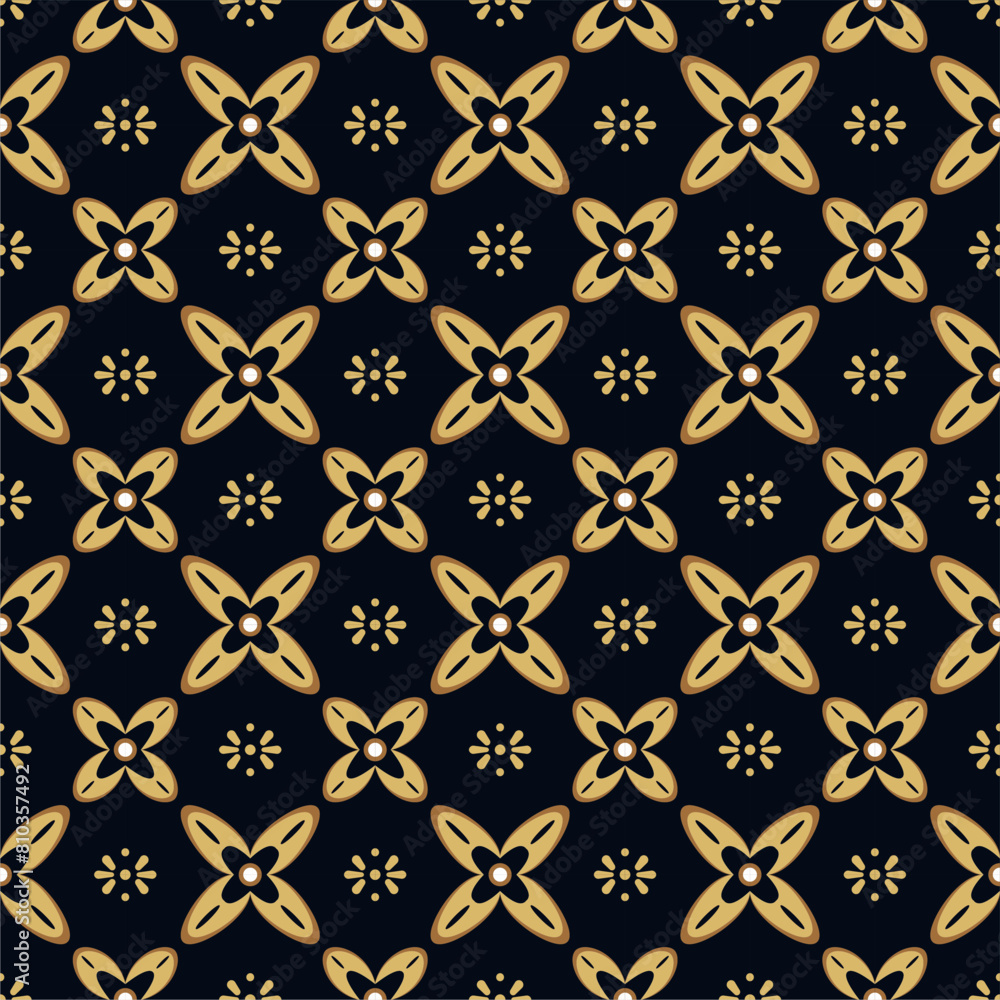 Fototapeta premium Vector Javanese ethnic batik pattern template with a beautiful and elegant natural color combination