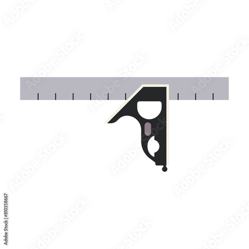 Combination Square Tool for Woodworking Precision, Vector Flat Illustration Design