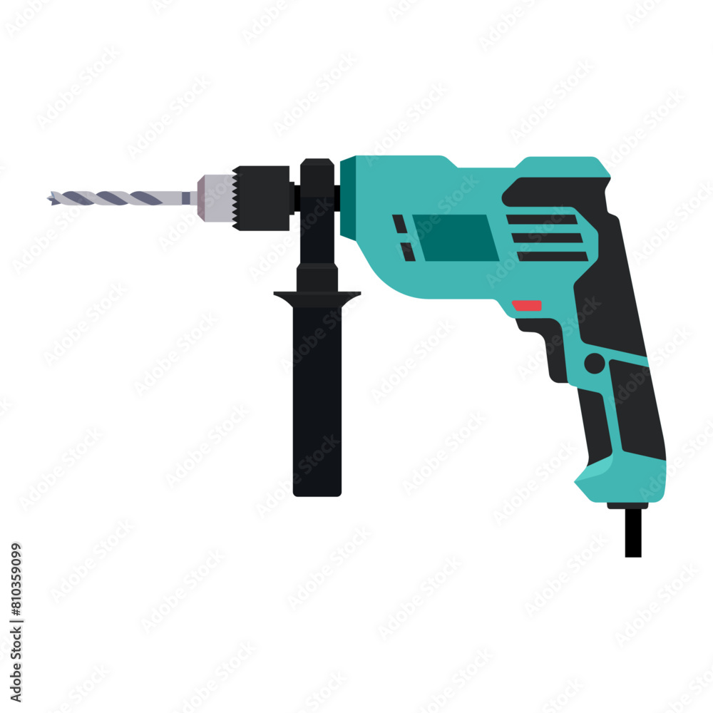 Professional Corded Drill for Construction Projects, Vector Flat Illustration Design Professional Corded Drill for Construction Projects, Vector Flat Illustration Design