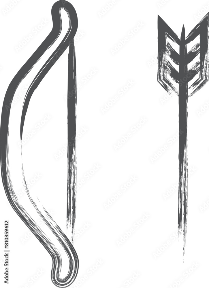 スポーツ関連の筆書き単品イラスト 弓矢 スポーツ関連の筆書き単品イラスト 弓矢