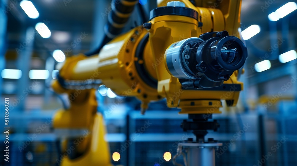 A close-up of the robotic arm's camera. The camera is used to identify the items being picked up. The camera is also used to ensure that the items are being placed correctly. A close-up of the robotic arm's camera. The camera is used to identify the items being picked up. The camera is also used to ensure that the items are being placed correctly.