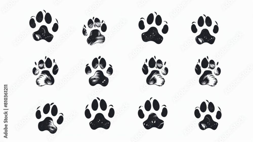 Animals footprints. Prints animal bird paw, wildlife foot icon ...