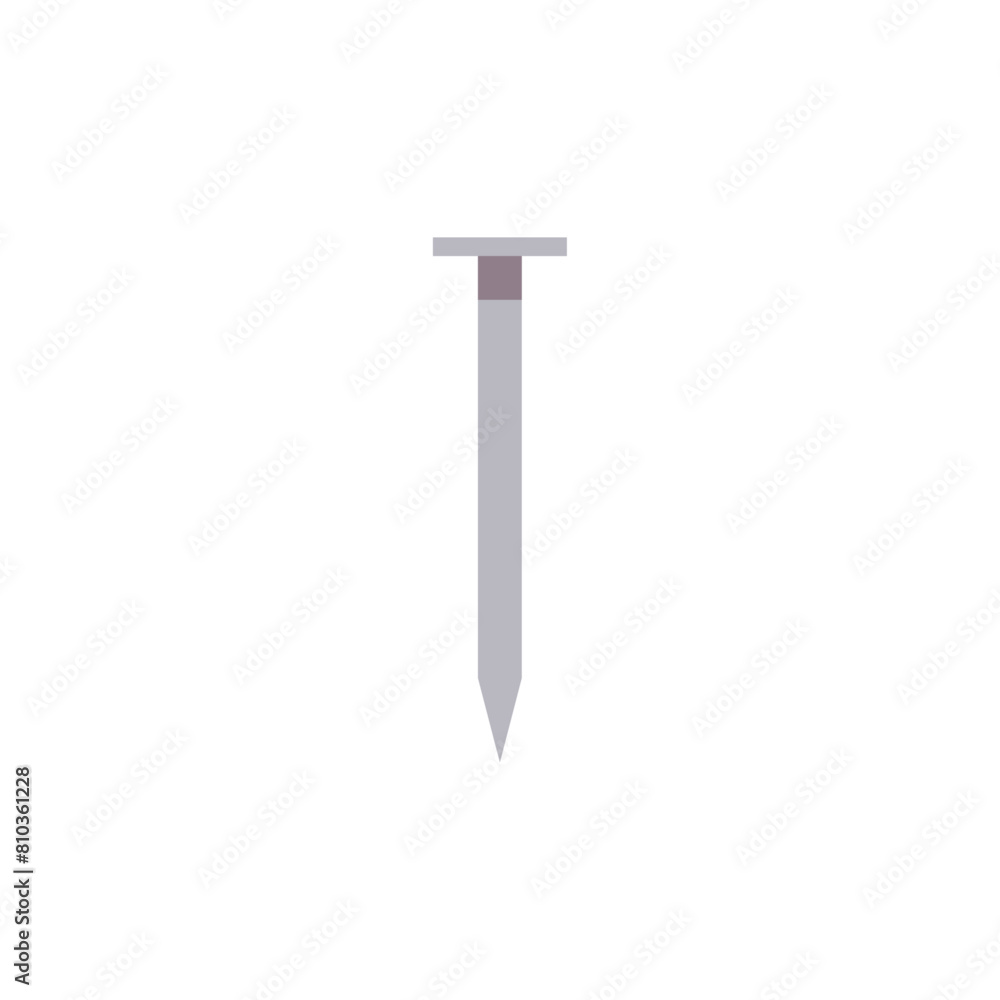 Nail for Securely Fixing Objects in Craft, Repair, and Building Projects, Vector Flat Illustration Design Nail for Securely Fixing Objects in Craft, Repair, and Building Projects, Vector Flat Illustration Design