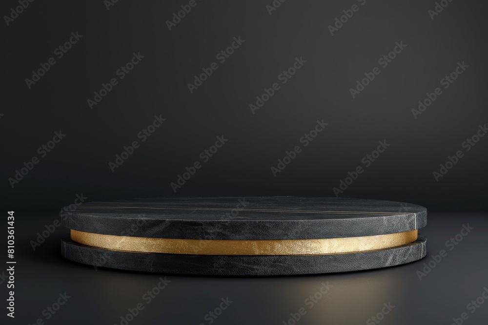 Gold product background stand or podium pedestal on advertising display with dark luxury background Gold product background stand or podium pedestal on advertising display with dark luxury background