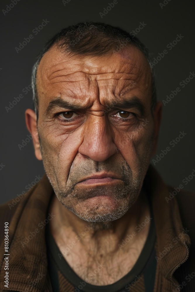 A portrait of a man with a disgusted expression. His nose is wrinkled and his mouth is turned down. A portrait of a man with a disgusted expression. His nose is wrinkled and his mouth is turned down.