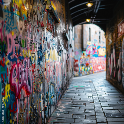 Vibrant Graffiti Art on Urban Passage - Street Photography © HustlePlayground