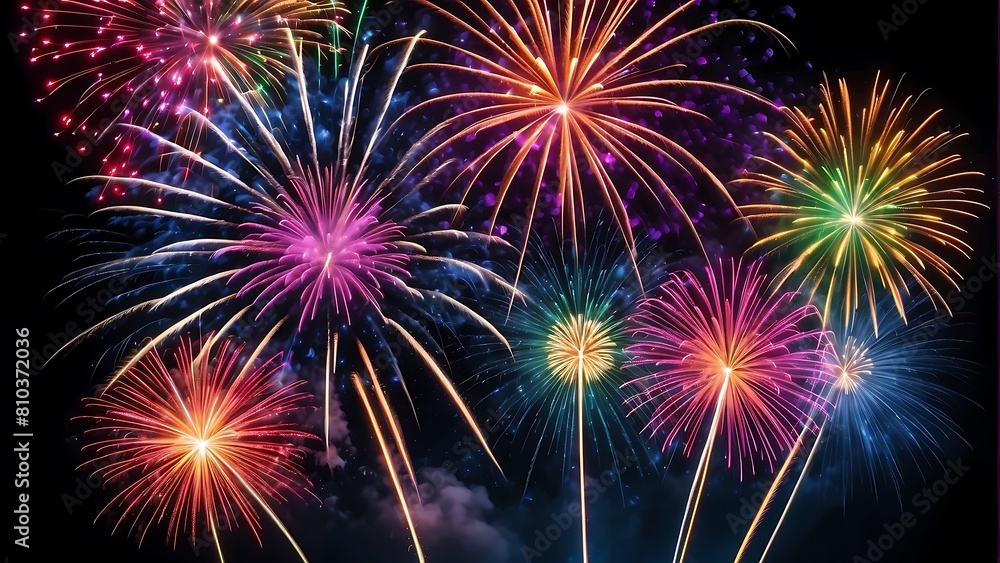 Happy New Year Festive Fireworks Display 