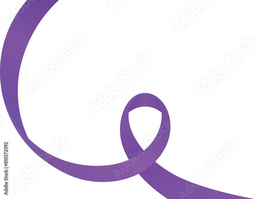 Purple awareness cancer ribbon isolated on white background