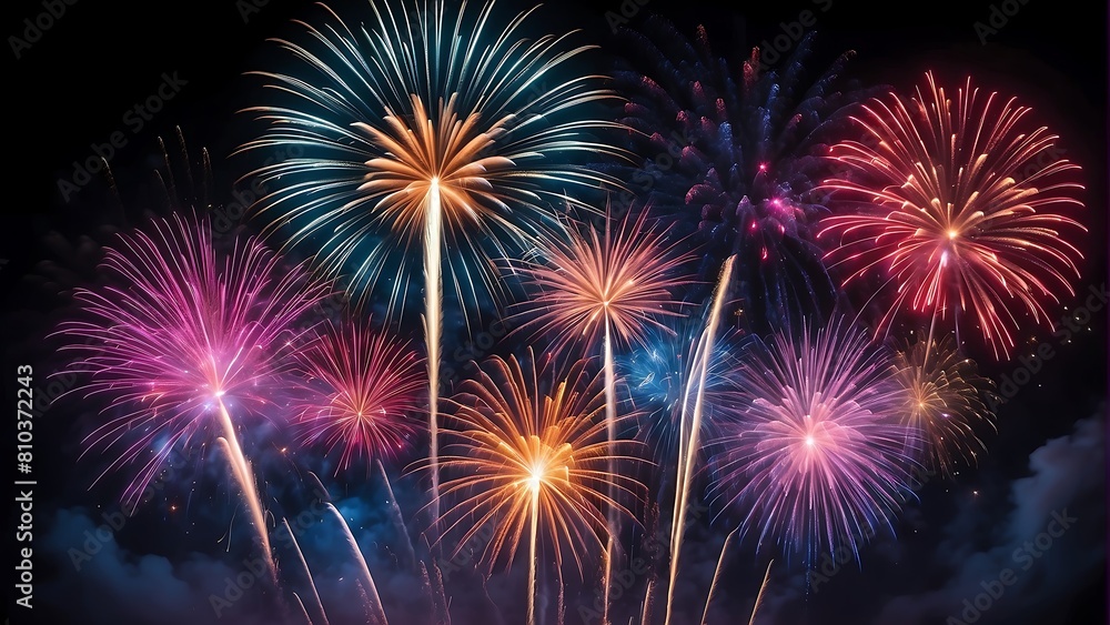 Happy New Year Festive Fireworks Display Happy New Year Festive Fireworks Display