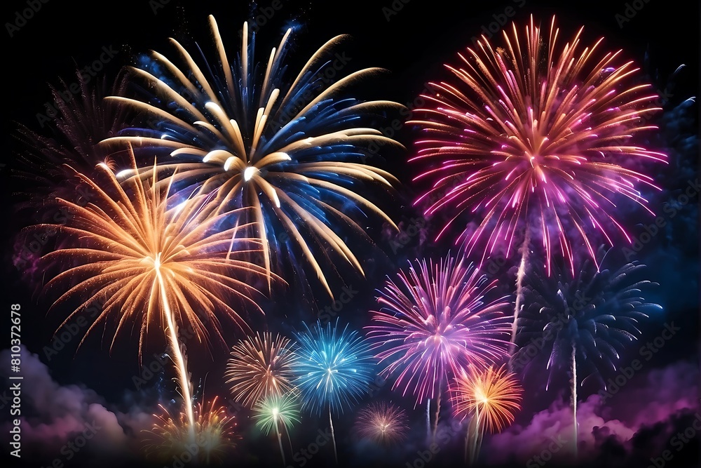 Happy New Year Festive Fireworks Display Happy New Year Festive Fireworks Display