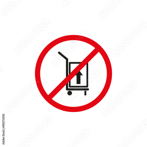 No trolley sign. Red circle. Vector prohibition symbol.