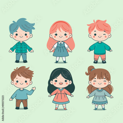6 cute children's illustrations, in pastel colors, suitable to complement educational and teacher content