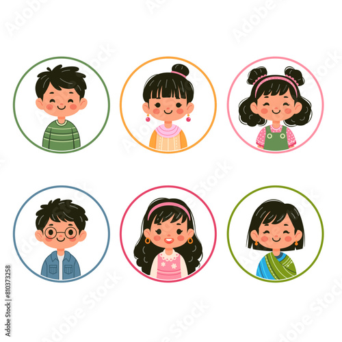 6 hand-drawn Emblem children's illustrations, suitable to complement educational and teacher content