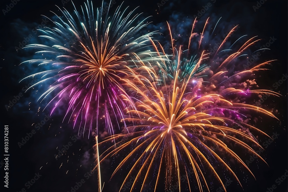 Happy New Year Festive Fireworks Display Happy New Year Festive Fireworks Display