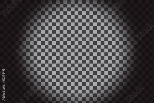 Checkerboard pattern with central spotlight. Gradient fade. Vector design.