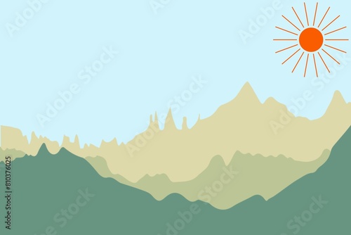 山のシルエット　風景イラスト　背景