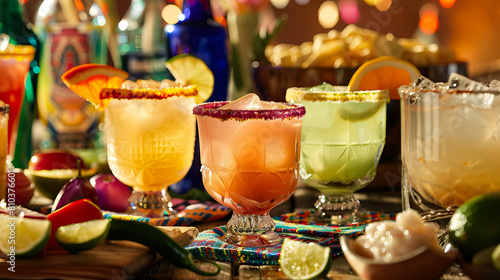 colorful margaritas for Cinco de Mayo background.