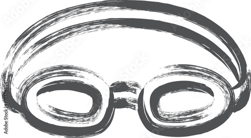 スポーツ関連の筆書き単品イラスト　ゴーグル