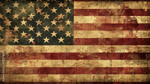 Vintage American flag with subtle, faded colors, Ai Generated photo