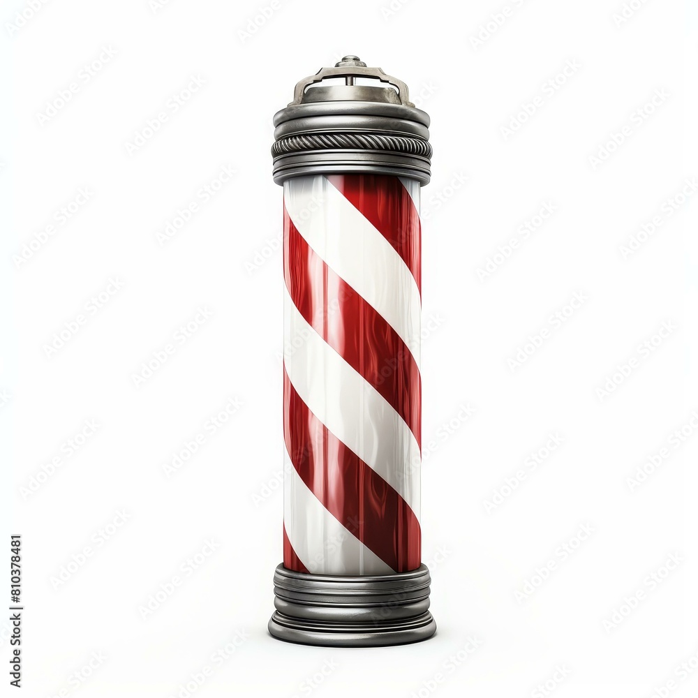 Classic barber pole isolated on a crisp white background, Ai Generated Classic barber pole isolated on a crisp white background, Ai Generated