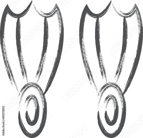 スポーツ関連の筆書き単品イラスト　水かき