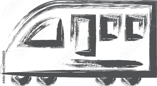 乗り物関連の筆書き単品イラスト　高速電車