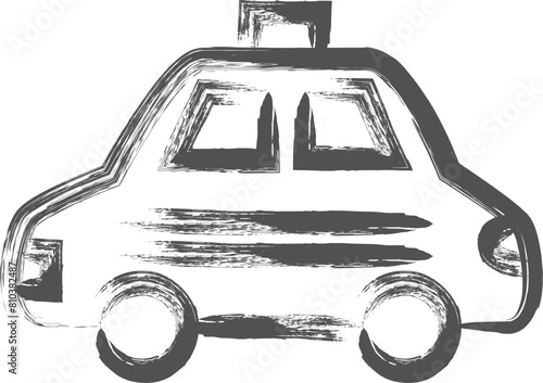 乗り物関連の筆書き単品イラスト　パトカー