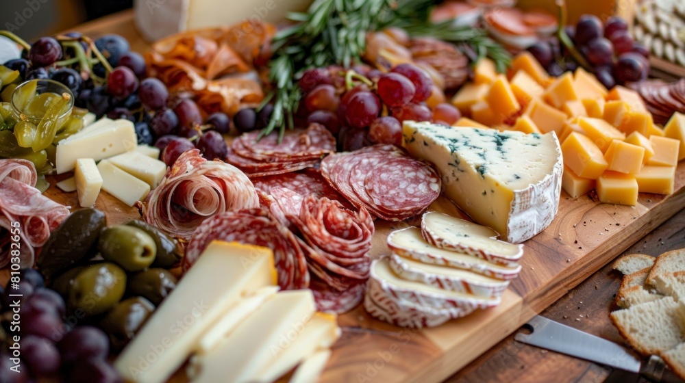 cheese board with a lot of variety with fruits and ham in high resolution cheese board with a lot of variety with fruits and ham in high resolution