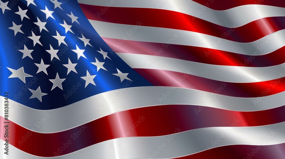 Obraz premium American flag background with subtle, soft ripples, Ai Generated.