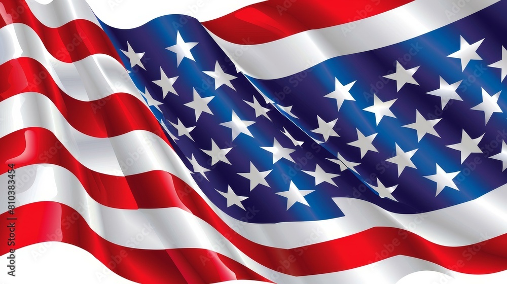 American flag background with subtle, soft ripples, Ai Generated.