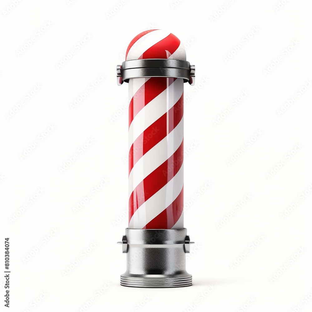 Classic barber pole isolated on a crisp white background, Ai Generated