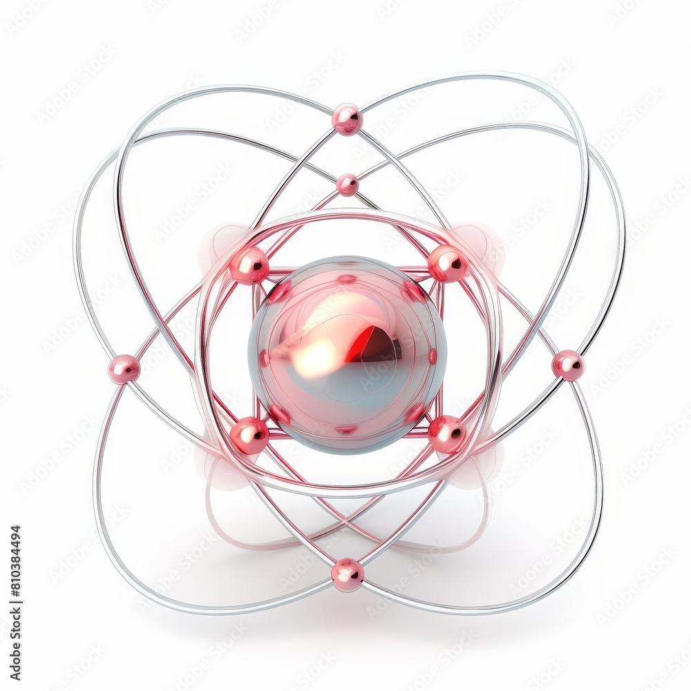 Digital rendition of a single atom contrasted on a pristine white background, Ai Generated Digital rendition of a single atom contrasted on a pristine white background, Ai Generated