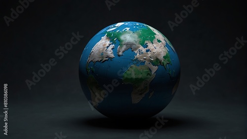 Earth map in the night Round World Shape Blue and Black Background 