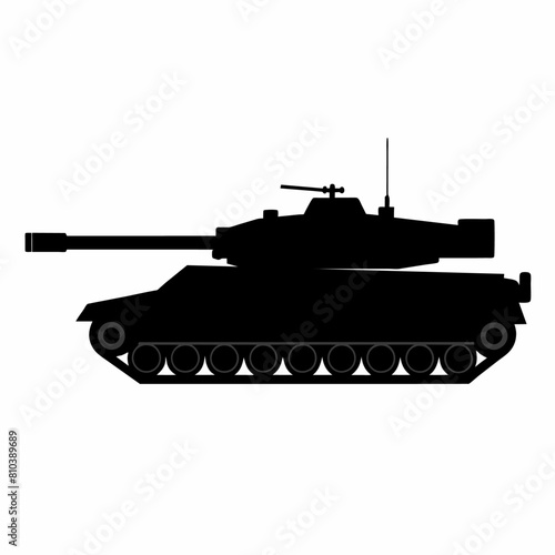 Military tank vector illustration vector silhouette, solid black color silhouette (15)