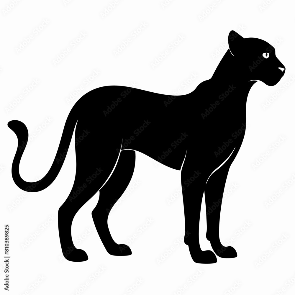 minimal Cheetah vector silhouette, solid black color silhouette (15)