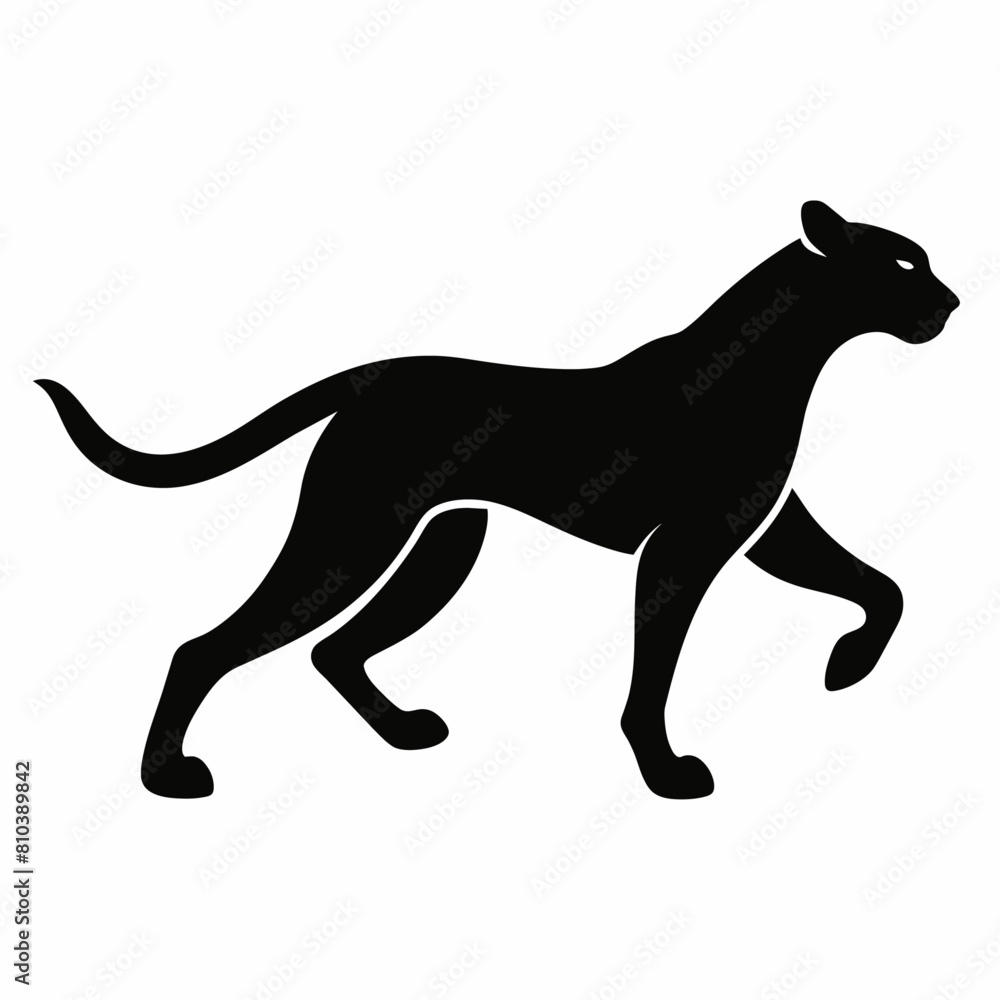 minimal Cheetah vector silhouette, solid black color silhouette (21)