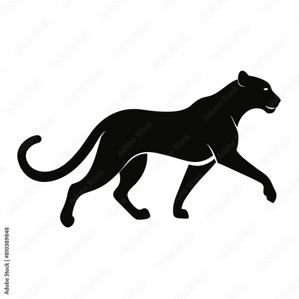 minimal Cheetah vector silhouette, solid black color silhouette (17)