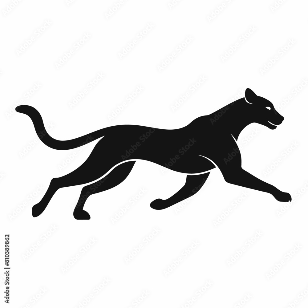 minimal Cheetah vector silhouette, solid black color silhouette (28)